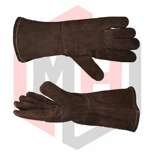 Gants de soudage super résistants à la chaleur, 11 oz, cuir épais brun foncé, 16 pouces, antistatiques, résistants aux déchirures, sans silicone, équipement de sécurité - Product Image 6
