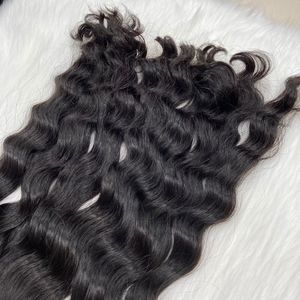 Envío listo Natural ondulado crudo virgen cutícula alineada cabello producto caliente mechones de cabello humano chino extensiones de Clip negro Natural - Product Image 5