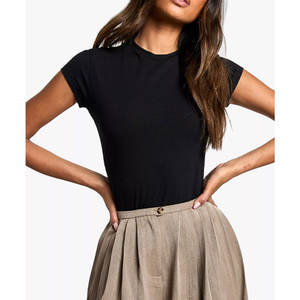 2025 nouveauté femmes de haute qualité 100% coton coupe ajustée T-Shirt personnalisé plaine vierge t-shirts pour l'été coupe ample - Product Image 1