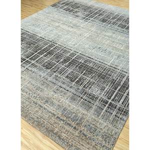 Uvenuti Abstract Pattern Wool & Bamboo Silk Hand Knotted Rug Grey & <b>Black</b>-LRB-1538 for Home Use - Product Image 2