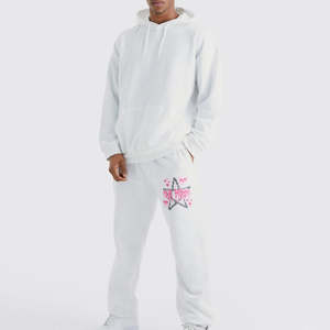 ชุดวอร์มสองชิ้นสำหรับผู้ชายชุดวอร์มเนื้อผ้าระบายอากาศได้ดีสีพื้นทำจากผ้าใส่ไปยิมในฤดูหนาว - Product Image 1