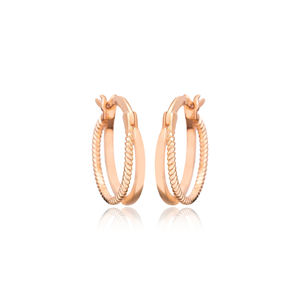 Pendientes de aro redondos dobles turcos hechos a mano al por mayor TDainty Everyday 925 joyería de plata esterlina - Product Image 5