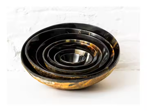 Cuencos de primera clase 2025 Cuencos de cuerno de búfalo genuinos con diseño simple tallado a mano. Ideal para servir ensaladas y cuencos de decoración del hogar - Product Image 5