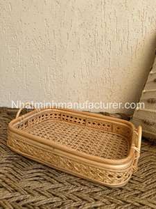 Vente en gros plateau de service en rotin et osier fabriqué à la main plateau rectangulaire en rotin décor de table salon hôtel restaurant - Product Image 5