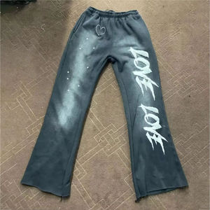 Pantalons de survêtement personnalisés lavés à l'acide pantalons de survêtement pour hommes pantalons de survêtement évasés à rayures incurvées et à imprimé bouffant - Product Image 3