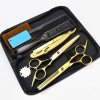 Ensemble de ciseaux de coiffure de qualité supérieure avec lame droite en acier inoxydable, durable, réutilisable, hygiénique, sûr, logo personnalisé