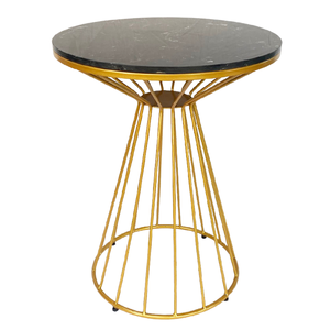 Industrial Design Round Tea Table 60x60cm with Durable Sintered Stone Top <b>Antique</b> Iron Legs Decorative CFD68123 Coffee Table - Product Image 1