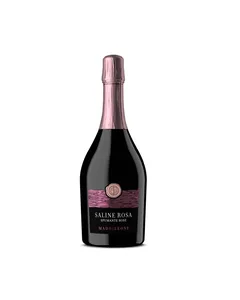 Italian sparkling rose wine Saline Rosa brut made in Italy from Puglia high quality wines in glass bottles