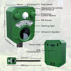 Ánh Sáng Nhấp Nháy Năng Lượng Mặt Trời Siêu Âm Động Vật Không Thấm Ngoài Trời Hươu Chồn Chồn Không Thấm Nước Gấu Trúc răn đe Mèo Repeller - Product Image 5