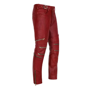 Pantalon en cuir pour hommes Vente en gros Pantalon de moto en cuir de vachette Pantalon en cuir véritable pour hommes de modèles OEM - Product Image 1