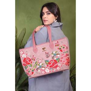 Bolso Tote Bohemio de Cuero Vegano Bordado para Mujer con Cierre Abierto - Compras - Product Image 5