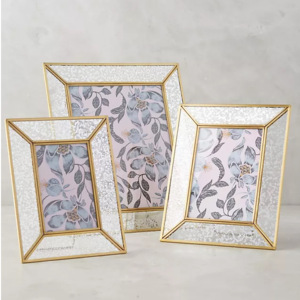 ทันสมัยยุโรปวินเทจนอร์ดิกภาพโลหะแนวตั้งขนาดกำหนดเองศิลปะผนังยืนขอบทองปรอทแก้วขอบเดสก์ท็อปสีดำ - Product Image 1