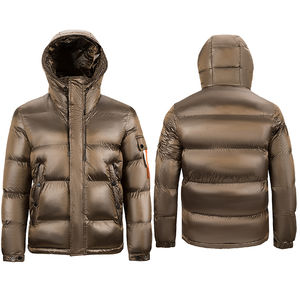 Meilleure qualité personnalisé XL taille doudoune hommes brillant hiver manteau capuche université avec PU décontracté toile tricoté motif fermeture éclair - Product Image 4