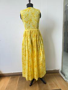 Vestido Maxi de Algodón con Estampado Floral, Estilo Cuello en V, Vestido con Nudo en el Hombro y Estampado Tie-Dye, Vestido Maxi sin Mangas con Estampado Floral - Product Image 4