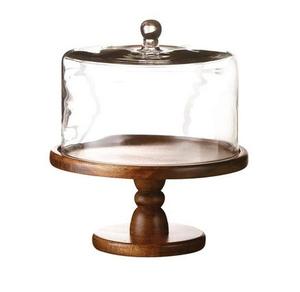 Support à gâteau en bois avec dôme en verre, planche à fromage, bonbons, Snacks, assiette à biscuits, support de Cupcake, salade - Product Image 6