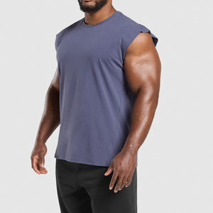 Camiseta sin mangas de punto de poliéster de secado rápido para hombres con logotipo personalizado Camisetas sin mangas de diseño suelto de verano Chaleco deportivo - Product Image 1