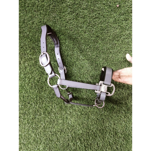 Colour Leather Horse <b>Halter</b> With Brass Nickel Buckles Made by Best Indian Manufacturers Triple White Stitched Fancy Padded Black - Product Image 6