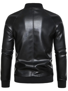 Veste tendance en cuir PU pour hommes Veste de moto pour hommes Veste en cuir chaude épaissie de qualité pour l'hiver pour hommes - Product Image 2