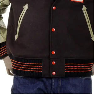 Chaqueta universitaria de manga de lana personalizada para hombre, holgada de gran tamaño, reversible, Letterman, Bomber, parche de chenilla bordado en la parte delantera - Product Image 6