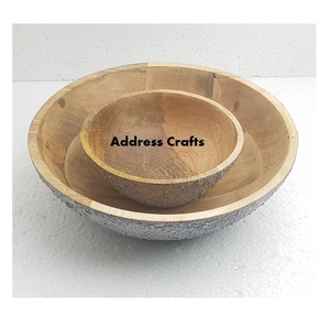 Tazón Decorativo de Madera Tallada Estilo Nórdico, Hecho a Mano, Natural, para Servir Ensaladas, Dulces, Frutas, Vajilla para el Hogar - Product Image 2