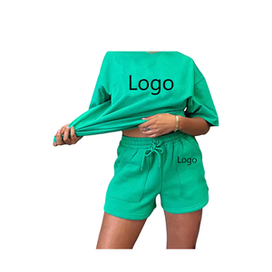 Logo personnalisé vêtements de sport survêtement court femmes 2 pièces sweats et shorts ensembles pour femmes jogger pull ensembles pour femmes - Product Image 5