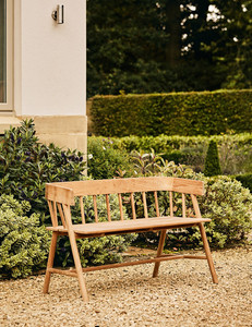 Chaise longue Safira en bois de teck massif Banc de jardin avec finition en bois naturel pour intérieur et extérieur - Product Image 2