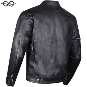 Veste de moto pour homme en cuir de buffle naturel de qualité supérieure Armure CE Poches dissimulées pour pistolet Style motard Noir Taille S - Product Image 2
