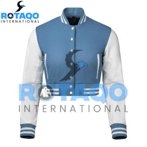 Casual Comfortable <b>Women's</b> Cropped Letterman <b>Jackets</b> for Men High Quality Wool With Leather <b>Sleeves</b> Best Design for Winter - Product Image 3