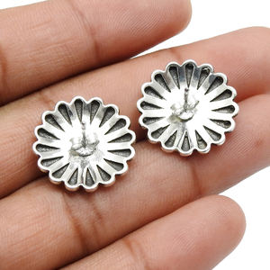 925 argent Sterling blanc Turquoise fleur lunette ensemble forme ronde minimaliste pierres précieuses boucles d'oreilles bijoux pour femmes - Product Image 3