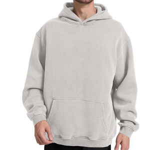 Sudaderas con capucha holgadas de gran tamaño de algodón 100% para hombre, Jersey lavado ácido bordado liso teñido, colección de invierno al mejor precio - Product Image 2