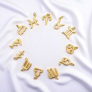 Abalorios de signo del zodiaco colgante 925 Plata encanto religioso joyería Libra Aries símbolo horóscopo encantos chapado en oro hallazgos - Product Image 1