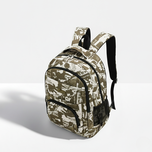 Vintage Camo School <b>Backpack</b> with <b>Waterproof</b> Oxford Material Lining Polyester Zipper Closure - Product Image 3