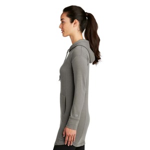 Vestido Gris Informal con Cordón Ajustable, Manga Larga, Vestido Sólido Ligero con Capucha - Product Image 3