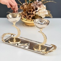 Bandeja Rectangular de Aluminio con Base Redonda, Bandeja de Servicio de Alimentos y Café Hecha a Mano de la Mejor Calidad, Bandeja Elegante para Mesa de Hotel