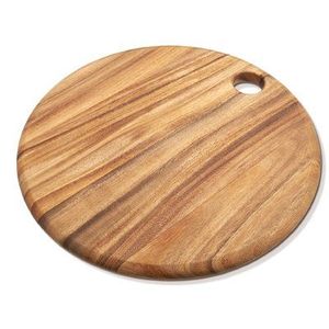 Planche à découper ronde en bois de noyer avec poignée en cuir Planche à découper moderne pour fromage Fruits Apéritifs et collations - Product Image 4