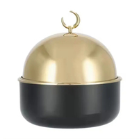 Ensemble de 1 pièce : Marmite à fondue en acier inoxydable en forme de dôme, noire/argentée, antiadhésive, diamètre 20 cm, portable, avec couvercle et plat de service