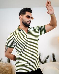 100% algodón de alta calidad para hombre de verano para Polo, camiseta de negocios antibolitas con mangas cortas a rayas para Golf - Product Image 1