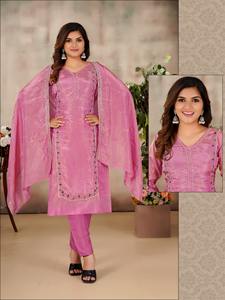 Conjunto Dupatta de pantalón Kurti bordado cómodo de verano para mujer, tela de tejido puro, ropa India pakistaní, venta al por mayor - Product Image 4