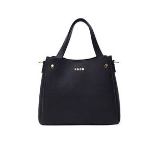 Sac à main en cuir de vache noir grainé - Product Image 3