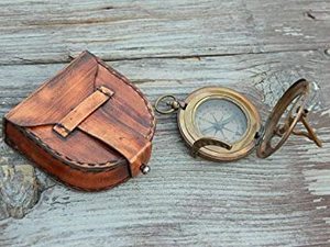 Boussole de cadran solaire en laiton nautique de 3 pouces dans une boîte en cuir fait à la main boussole de pointage de cadeau direction qibla Antique avec aspect marron - Product Image 3