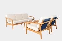 Juego de Sofás de Salón de Estilo Moderno de 4 Piezas, Mesa y Sillas de Madera de Acacia, Muebles para el Hogar de Estilo Nuevo para Sala de Estar
