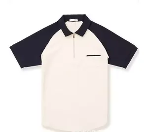 Venta al por mayor de camisas de diseño personalizado de alta calidad de punto transpirable de secado rápido para hombres en blanco 50% Algodón 50% mezcla de poliéster - Product Image 1