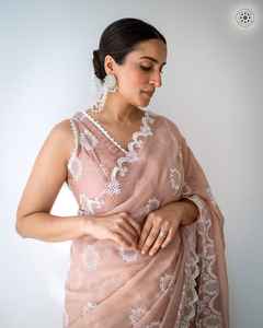 Último diseñador puro suave Organza hilo de seda bordado trabajo Sari vestido de alta calidad adultos fiesta Salwar vestido Lehenga Choli - Product Image 3