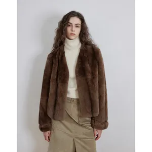 Nouveauté 2024 - Parka unisexe en fourrure de lapin Rex véritable de haute qualité, boutonnage simple, tissé uni, respirant, manches longues pour l'hiver - Product Image 5