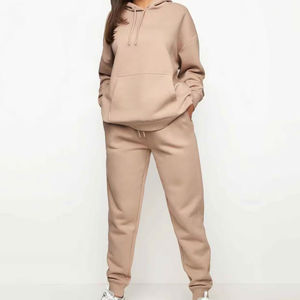Mujeres de alta calidad de algodón de gran tamaño personalizado Sweatsuit ligero en blanco personalizado pantalones de chándal y Sudadera con capucha conjuntos al por mayor - Product Image 1
