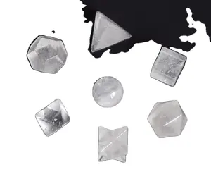 كريستال طبيعي شفاف من تشاكرا, كريستال زجاجي منحوت للشفاء ، رموز هندسية أفلاطونية ، مع نجم ميرابا