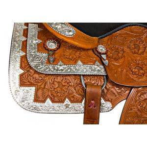 Cuero de vaca genuino de calidad superior Western Show Saddle Silver Tooled Edición limitada Pleasure Riding Horse Tack - Product Image 4
