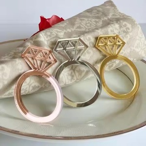 Rond de serviette élégant au design diamant Décor de table luxueux Parfait pour les mariages, les fêtes, les repas à la maison et les événements spéciaux - Product Image 5