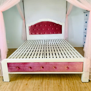 Modern High-End Luxury Velvet Upholstered Iron <b>Bed</b> Soft Style <b>Queen</b> King <b>Sizes</b> Adjustable Frame Stainless Steel for Apartment - Product Image 1