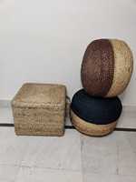 Poufs de Hall Extérieur pour Maison Européenne et Américaine Moderne Poufs de Jute en Macramé Pouf de Jute Tabouret de Travail Tricoté Rond Chambre à coucher Salon